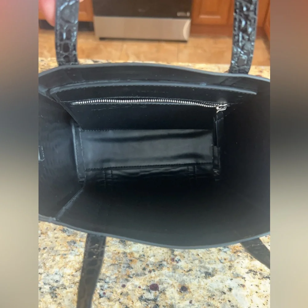 Authentic Balenciaga XXS Shopping Tote Black Croc-Embossed Leather